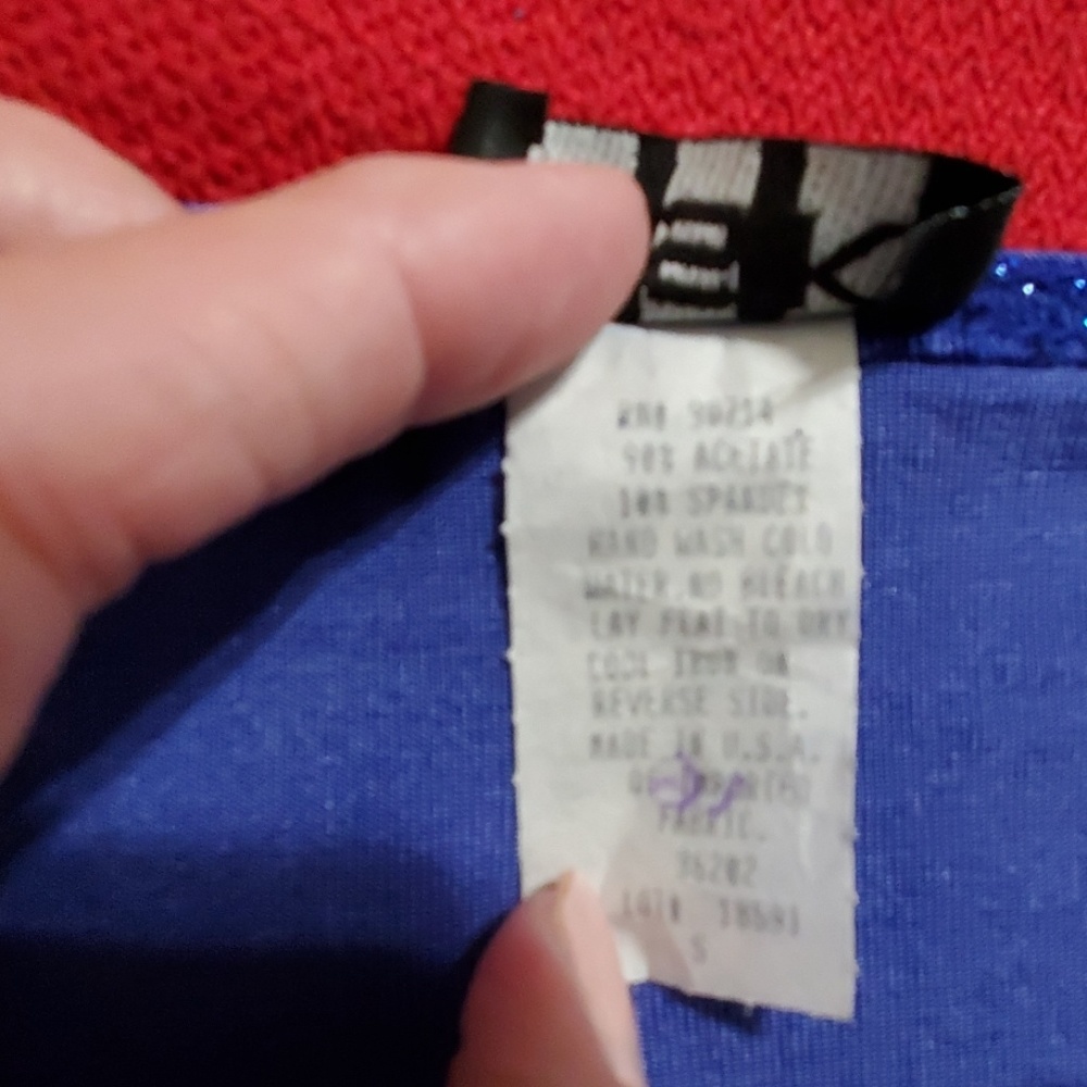 MSK Evening Collection 2 tone Blue Glitter short sleeve top S Iridescent glitter - Picture 3 of 8